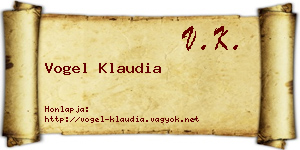 Vogel Klaudia névjegykártya